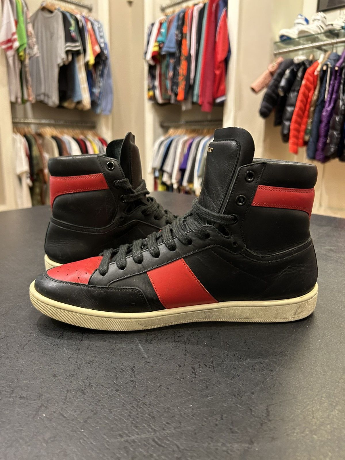 Yves Saint Laurent YSL SL-10H High Top Sneakers - Red Size US 8.5 / EU 41-42 - 3 Thumbnail