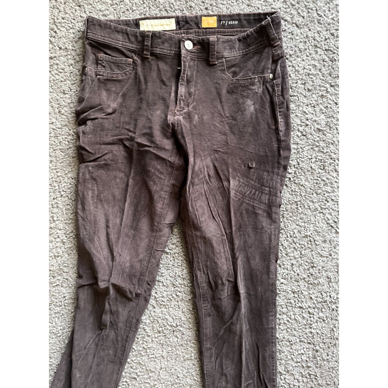 Vintage Pilcro and the Letterpress Serif Pants Womens 30 Corduroy Brown Cotton 30 Actual Chino Slim Flat Front Stretch Size 30" / US 8 / IT 44 - 2 Thumbnail