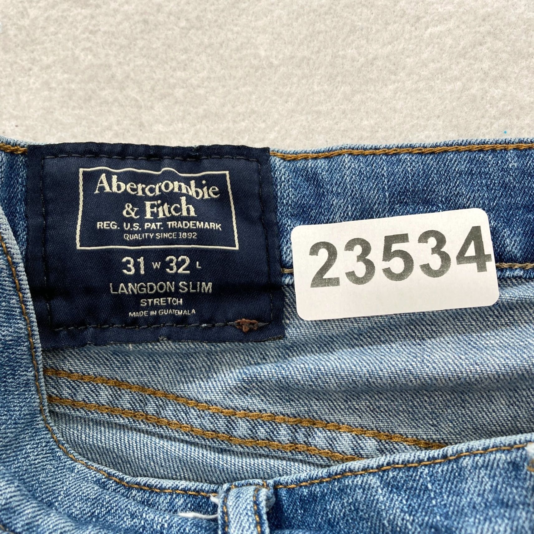 Abercrombie & Fitch Abercrombie & Fitch Jeans Mens 31x32 Langdon Slim Straight Blue Denim Distressed Size US 31 - 5 Thumbnail