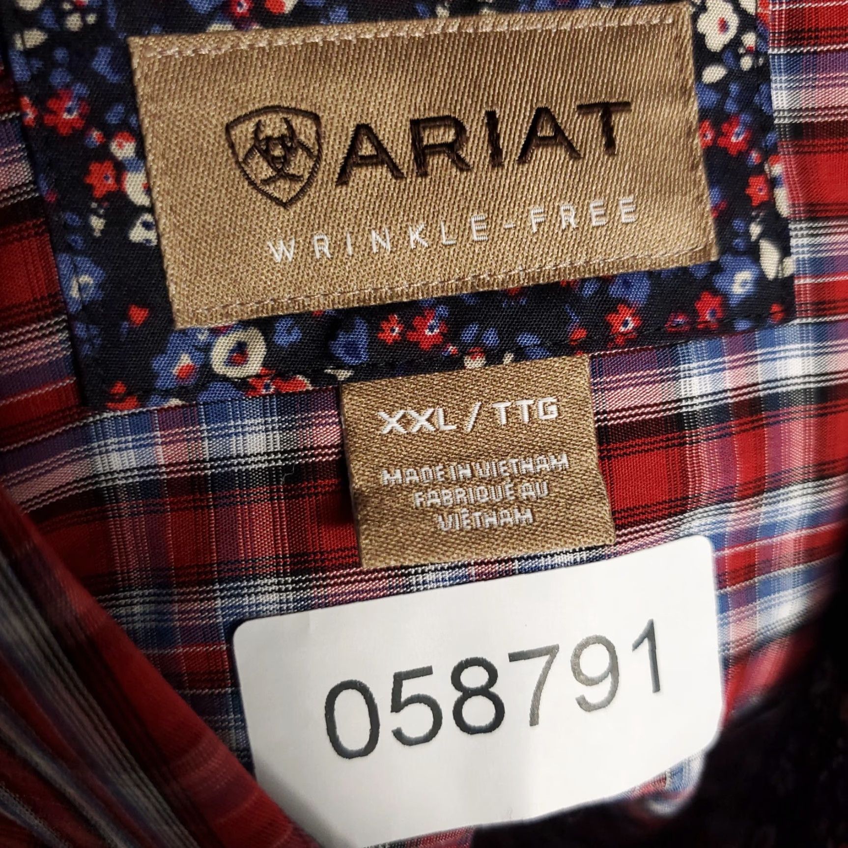 Ariat Ariat Shirt Mens 2XL Red Plaid Button-Up Long Sleeve Casual Shirt - Cotton Blend, Button-Down Collar, Regular Fit, Mens Size US XXL / EU 58 / 5 - 8 Thumbnail