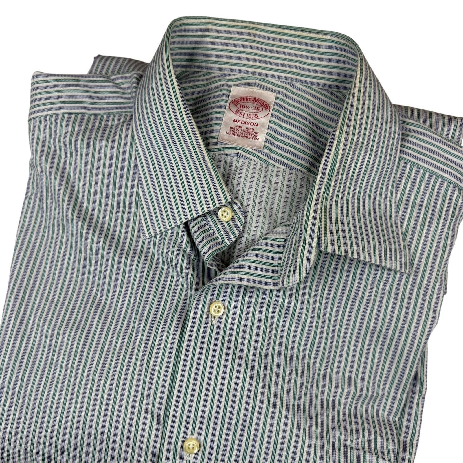 Brooks Brothers Brooks Brothers Madison Supima Striped Dress Shirt 16.5 36 Size US XL / EU 56 / 4 - 1 Thumbnail