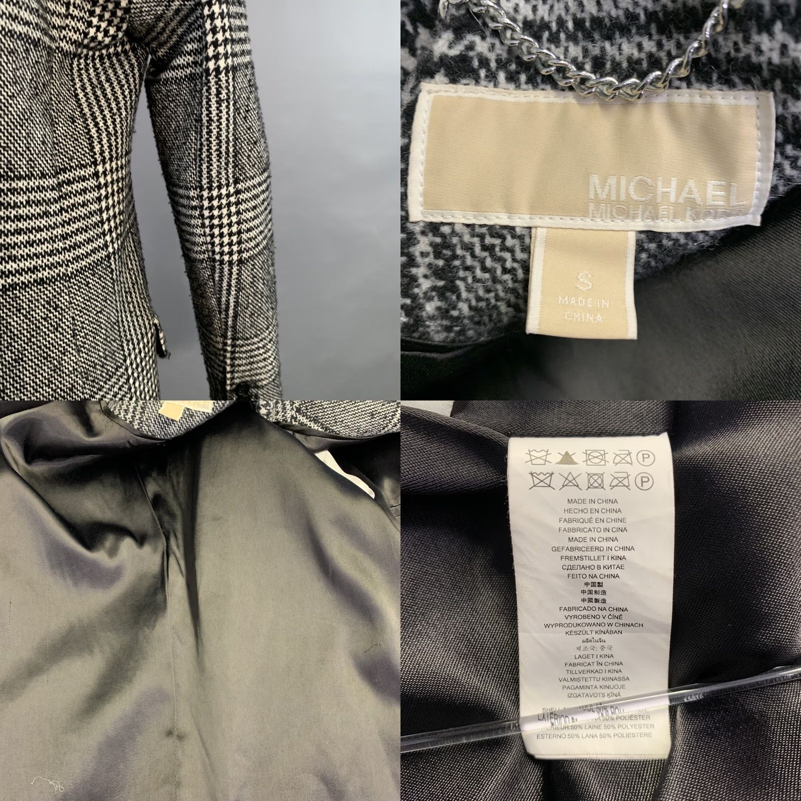 Vintage MICHAEL by MICHAEL KORS Size S Black White Wool Blend Plaid Double Breasted Coat Mens Size S / US 4 / IT 40 - 8 Thumbnail