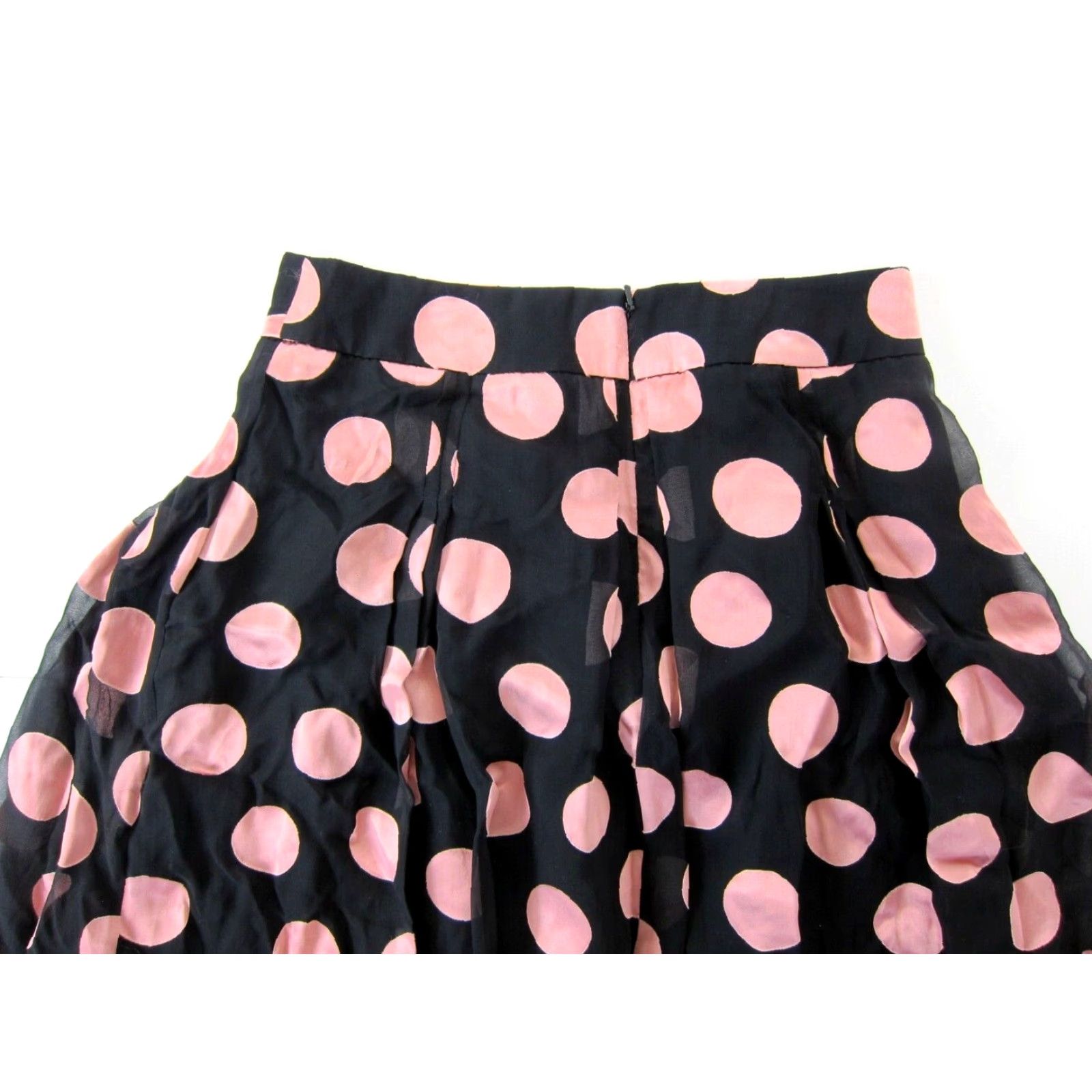Vintage J. Peterman Silk Pink Black Polka Dot A-Line Pleated Knee Length Skirt Women 4 Size 27" / US 4 / IT 40 - 6 Thumbnail