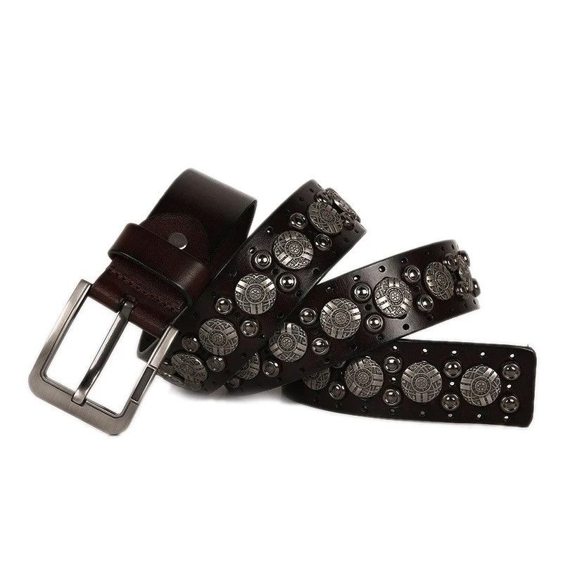Japanese Brand × Vintage Metal Rivet Cowboy Belt Genuine Leather Cowskin Size ONE SIZE - 4 Thumbnail
