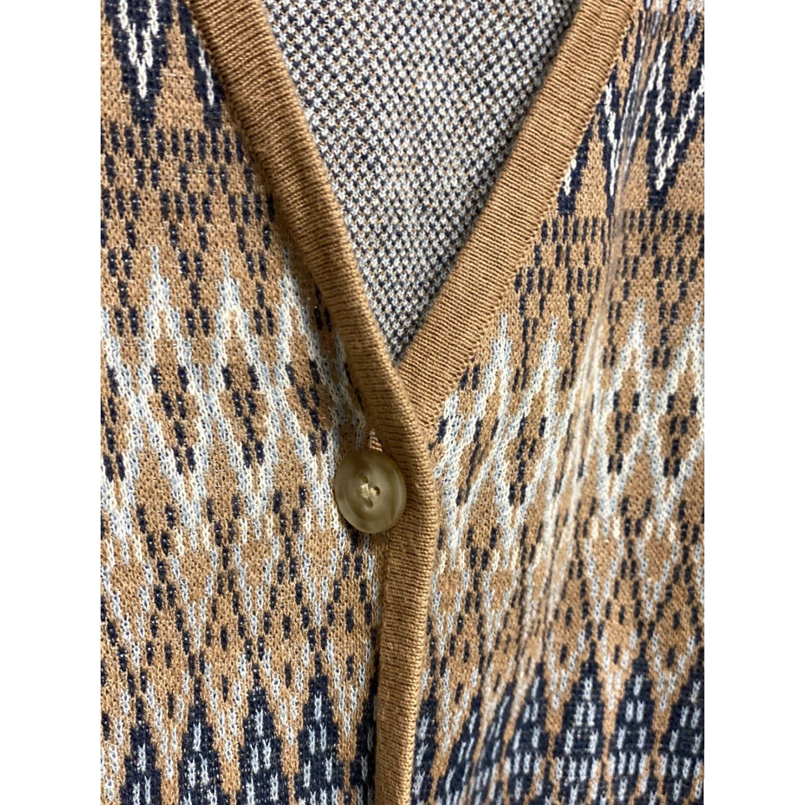 Pendleton Pendleton Cardigan Sweater Women M Linen Blend One Button Diamond Argyle Blue Brown Blues Vintage No Size M / US 6-8 / IT 42-44 - 3 Thumbnail