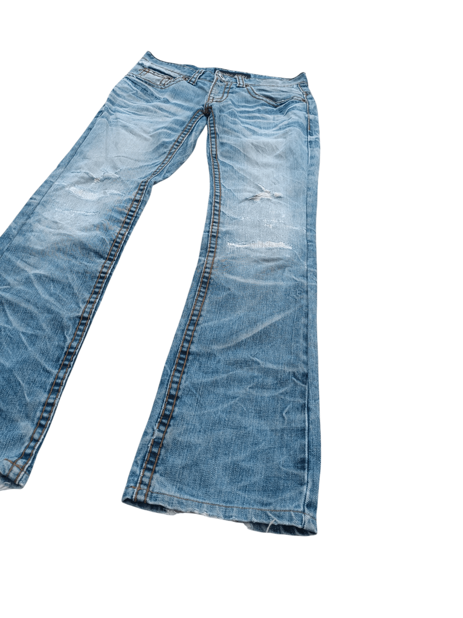 If Six Was Nine × Japanese Brand × Le Grande Bleu (L.G.B.) FLARED🔥Japanese Brand Kesson Distressed Whiskers Denim E192 Size US 31 - 3 Thumbnail