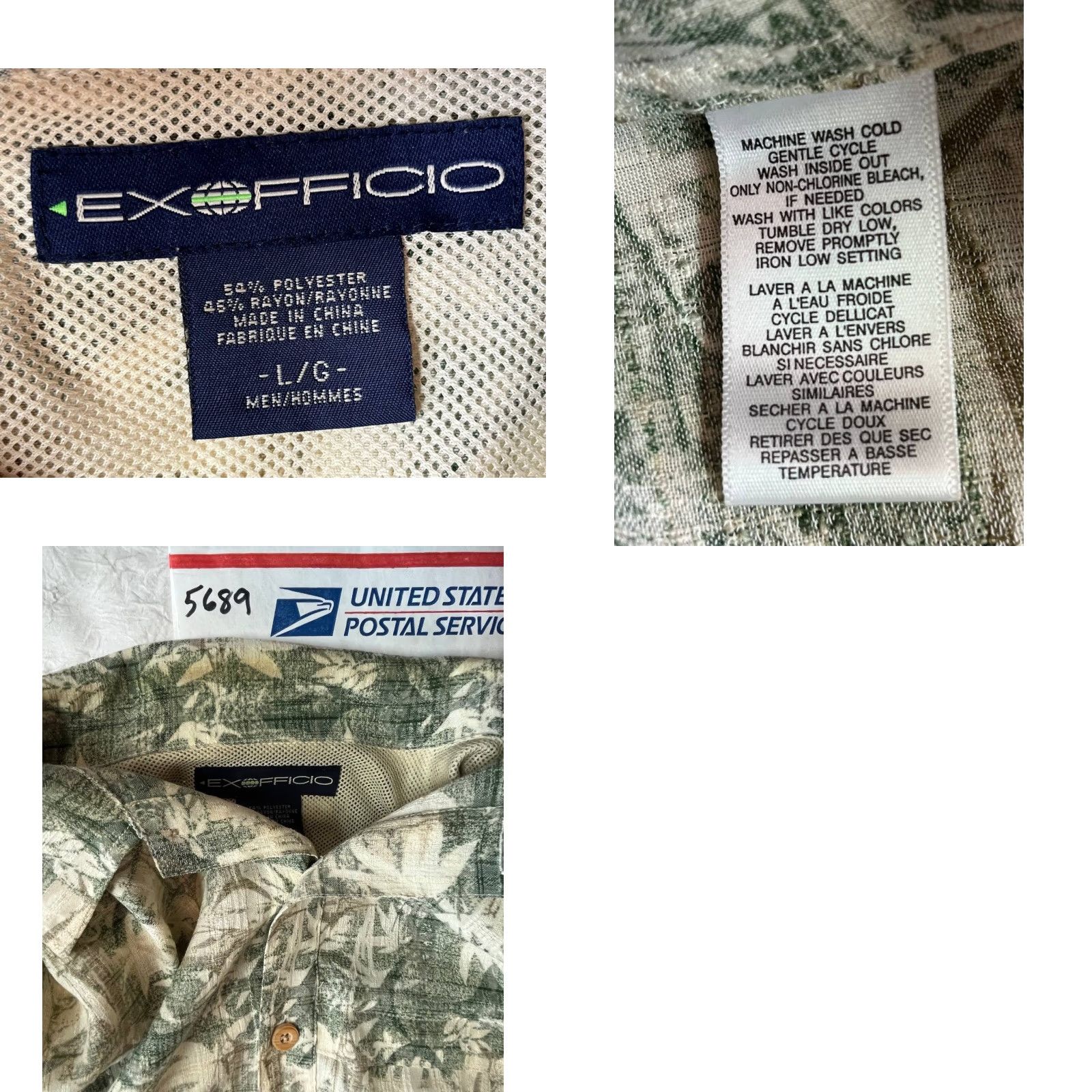 ExOfficio ExOfficio Shirt Men L Button-Up Short Sleeve All Seasons Breathable Green Palm Tree Nature Fish Outdoor Shirt Men L Size US L / EU 52-54 / 3 - 8 Thumbnail