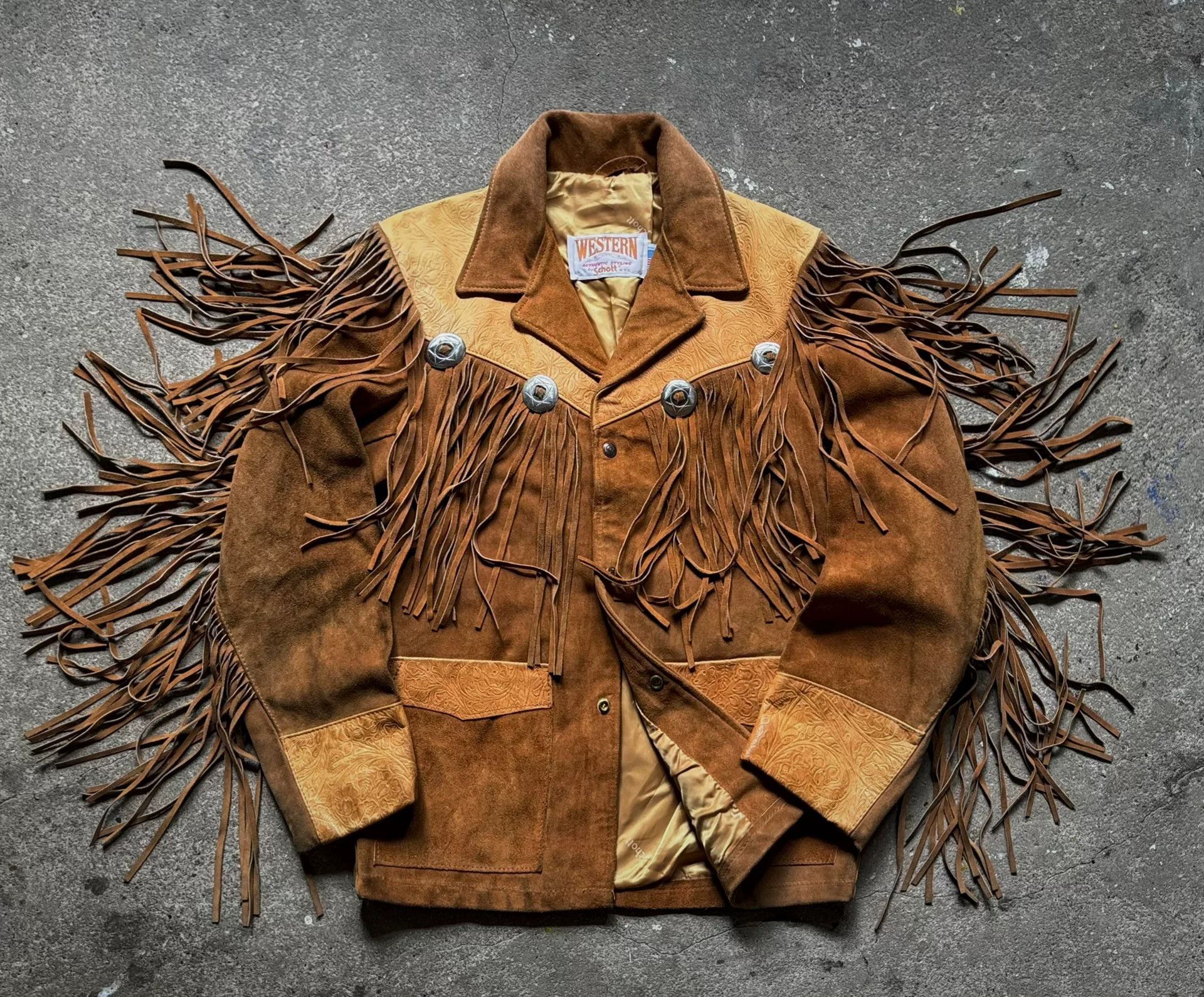Vintage Vintage Schott Western Fringe Leather Jacket Size US S / EU 44-46 / 1 - 1 Thumbnail