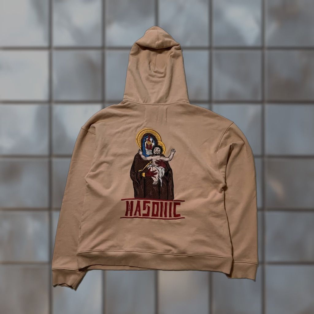 Vintage VINTAGE Masonic Rooster Heavyweight Terry Fleece Embroidered Pullover Hoodie Sz. M Mens Hoodie Pullover Embroidered Heavyweight Fleece Masonic Rooster Size US M / EU 48-50 / 2 - 1 Thumbnail