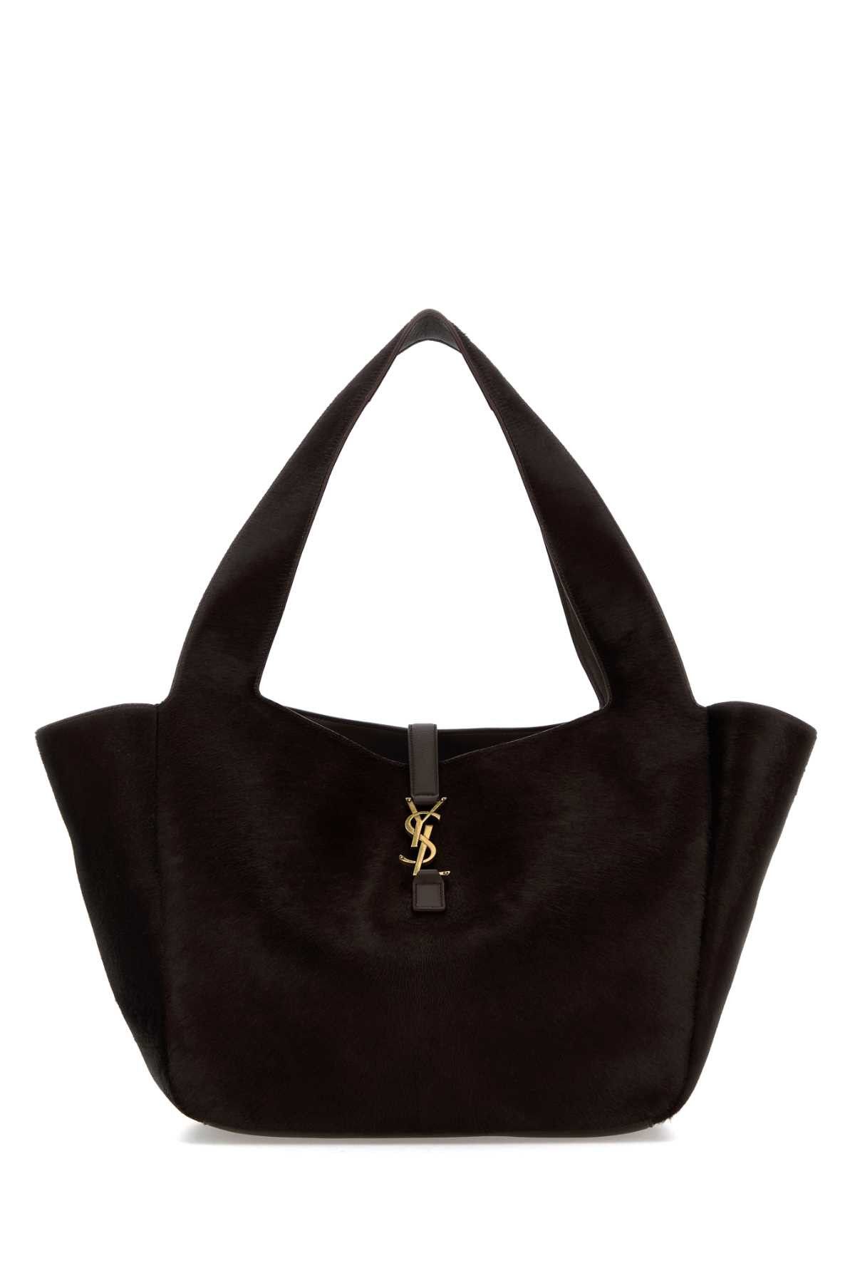 Saint Laurent Paris Chocolate Calf Hair Le 5 Ã 7 Bea Shopping Bag Size ONE SIZE - 1 Thumbnail