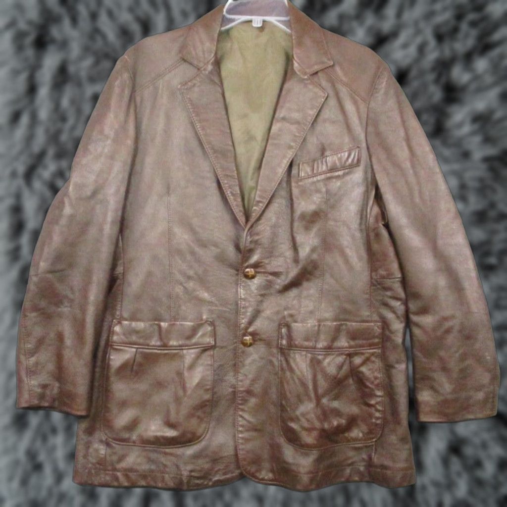 Vintage VINTAGE Ralph Edwards Leather Jacket Brown Men's 38R Made in USA Leather Jacket Casual USA Military Trench Coat Full Zip 38R Mens Brown Size US XXS / EU 40 - 1 Thumbnail