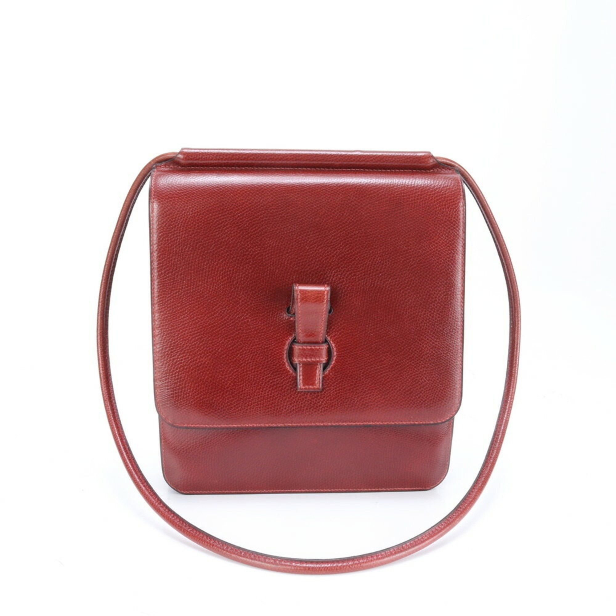 Hermes Couchel Leather Flap Shoulder Bag Handbag Genuine Women's in Red