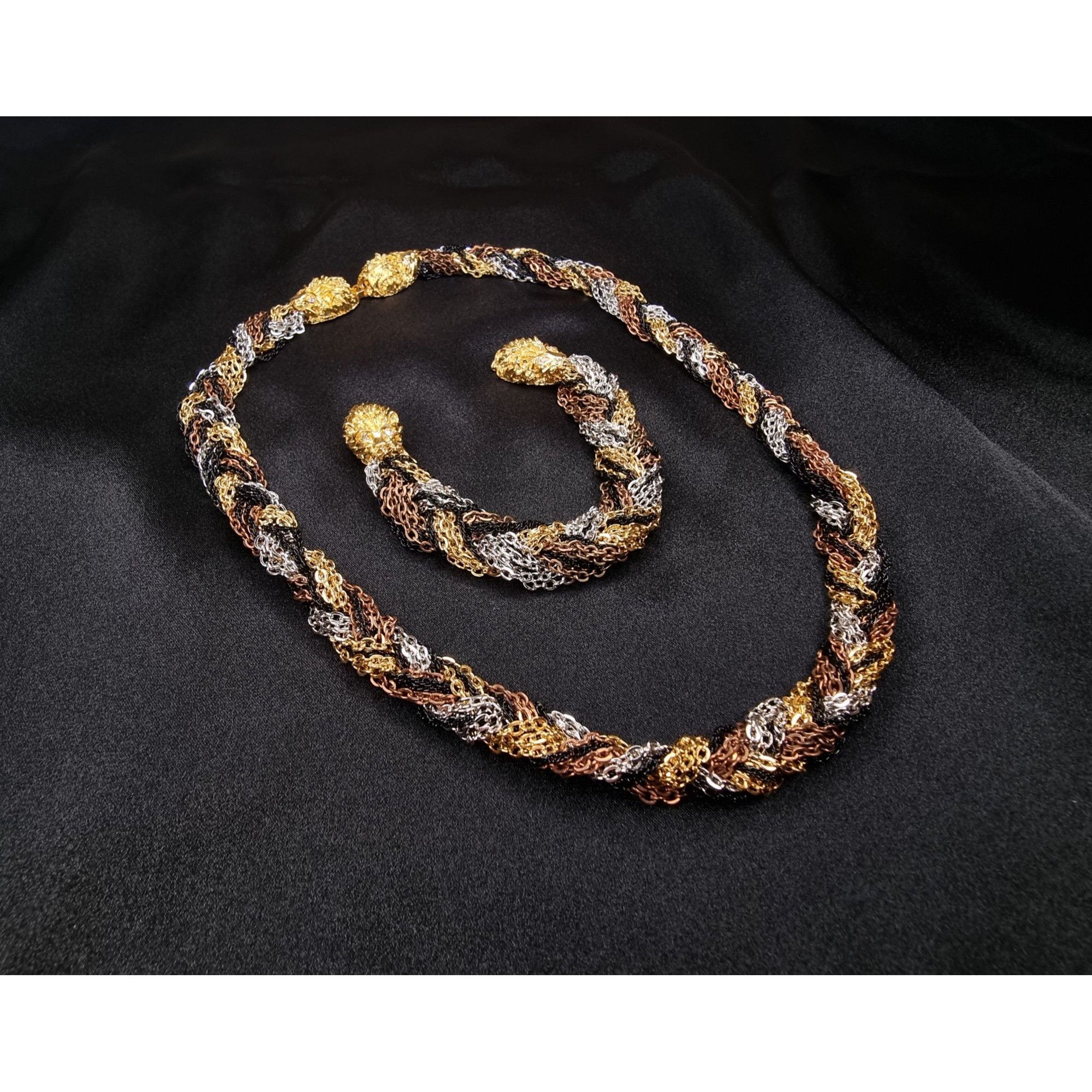 Vintage Vintage Eisenberg Braided Multi-Tone Chain Necklace & Bracel Size ONE SIZE - 4 Thumbnail