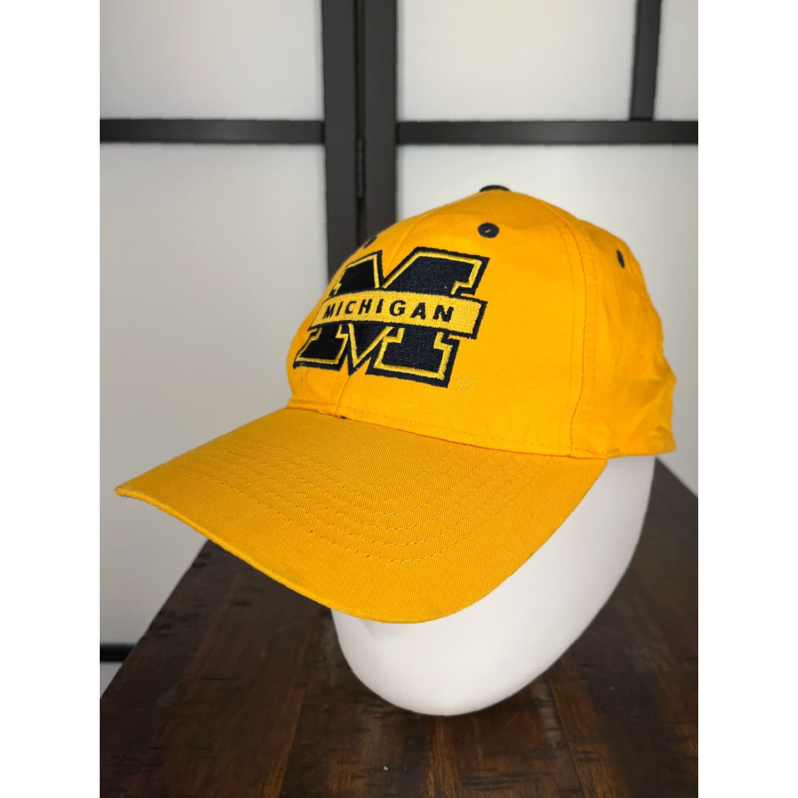 Vintage Captivating Headwear Michigan University Hat Cap Strap Back Adult Yellow Cotton Polyester Go Blue Size ONE SIZE - 4 Thumbnail