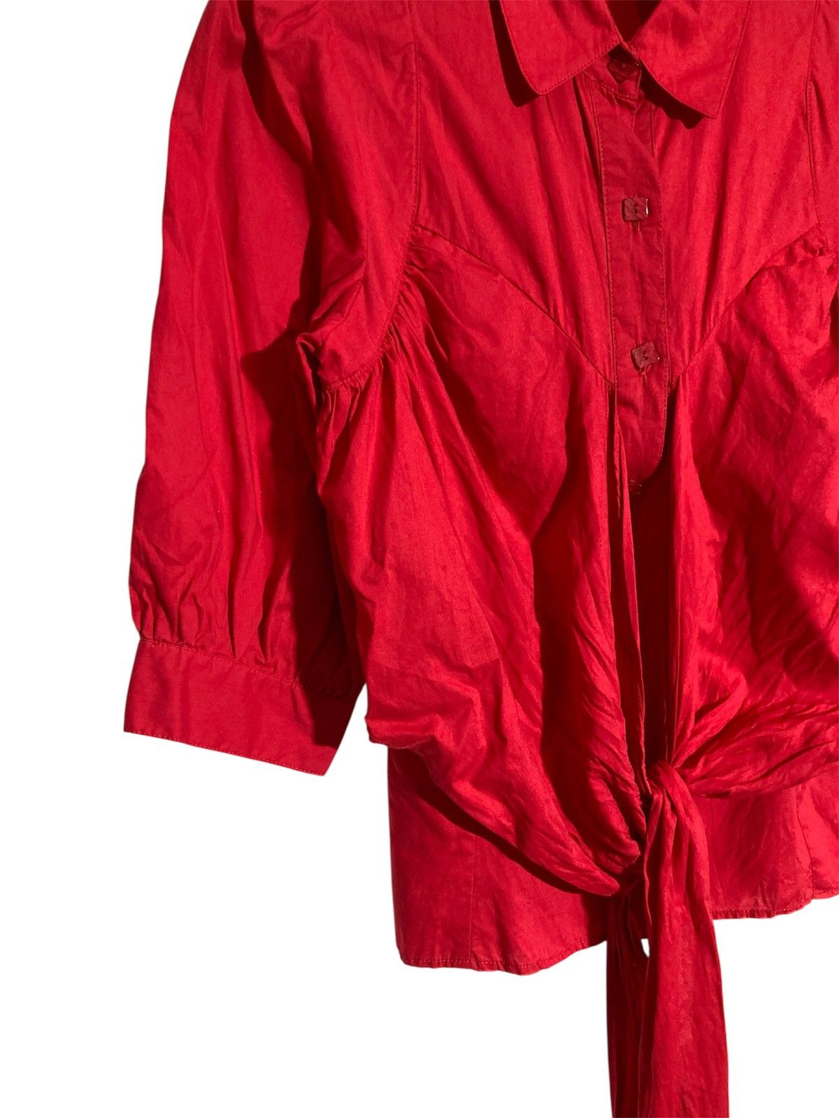 Kenzo 🇫🇷 Vintage Kenzo Blouse Top Women With Tie Front Red Luxury Size S / US 4 / IT 40 - 7 Thumbnail