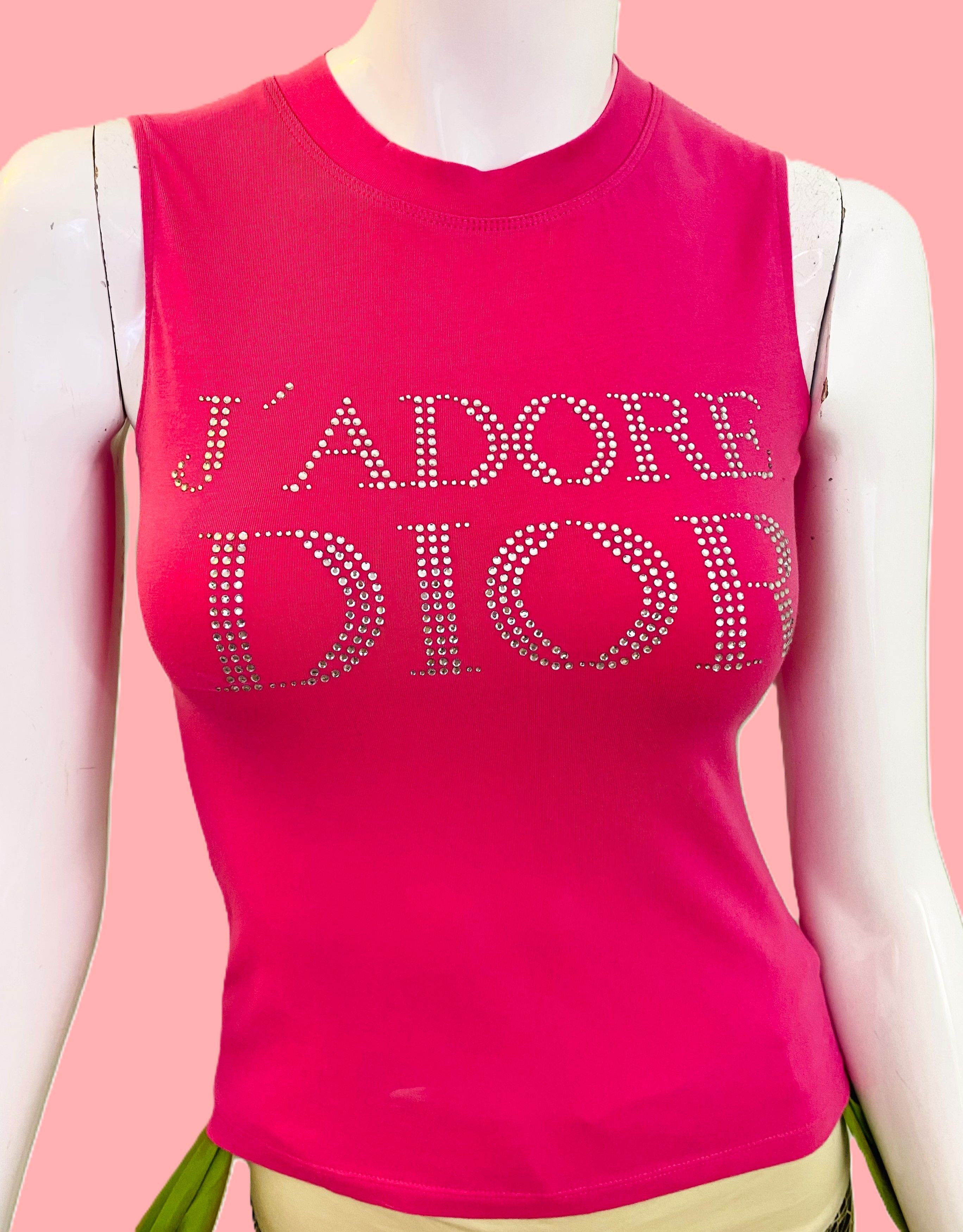ピンクタンクトップ J'ADORE DIOR Dior Pink Cotton J'Adore Dior Sleeveless Top Size 38 FR