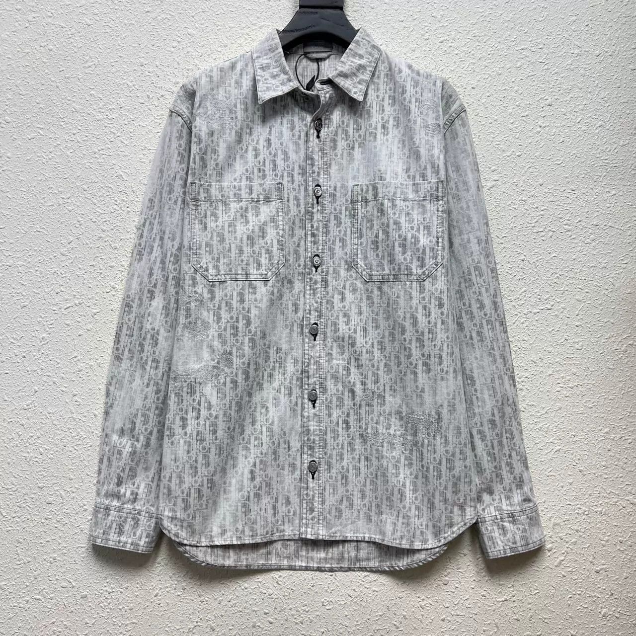 Dior Gray Patterned Long Sleeve Button-Up Shirt M Size US M / EU 48-50 / 2 - 1 Thumbnail