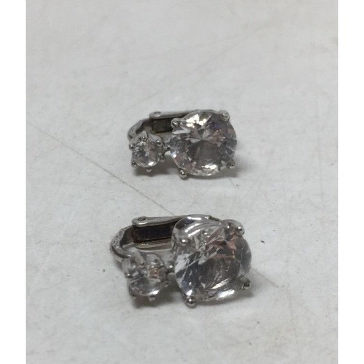 Other Women's Silver Tone Rhinestone Clip On Earrings Size ONE SIZE - 7 Thumbnail