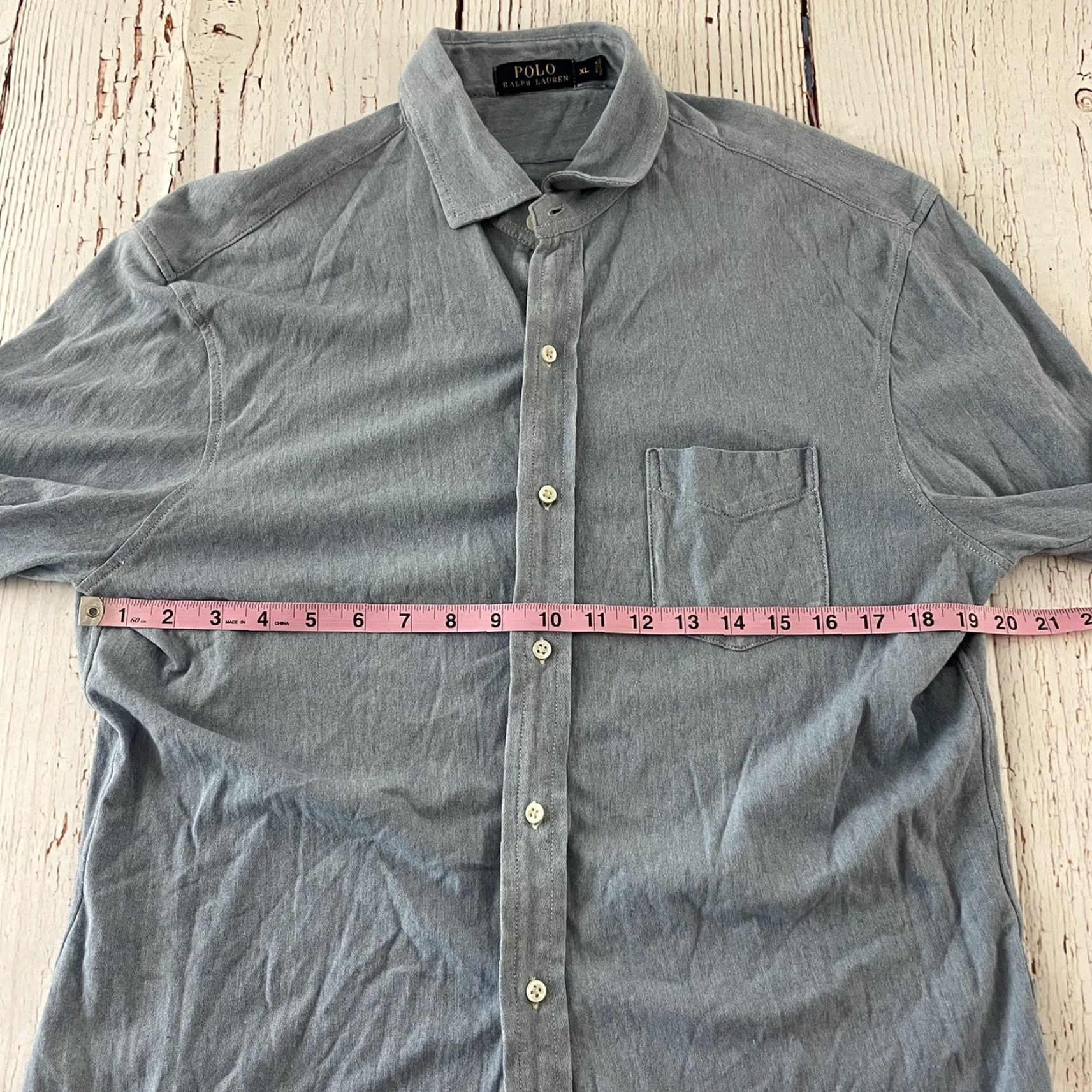 Polo Ralph Lauren Polo Ralph Lauren Shirt Long Sleeve XL Men Solid Blue Button-Up Cotton Size US XL / EU 56 / 4 - 4 Thumbnail