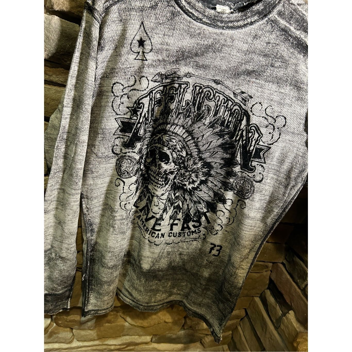 Affliction Vintage 1990s Affliction Thermal Grunge Fire Native Wrench P Size US M / EU 48-50 / 2 - 4 Thumbnail
