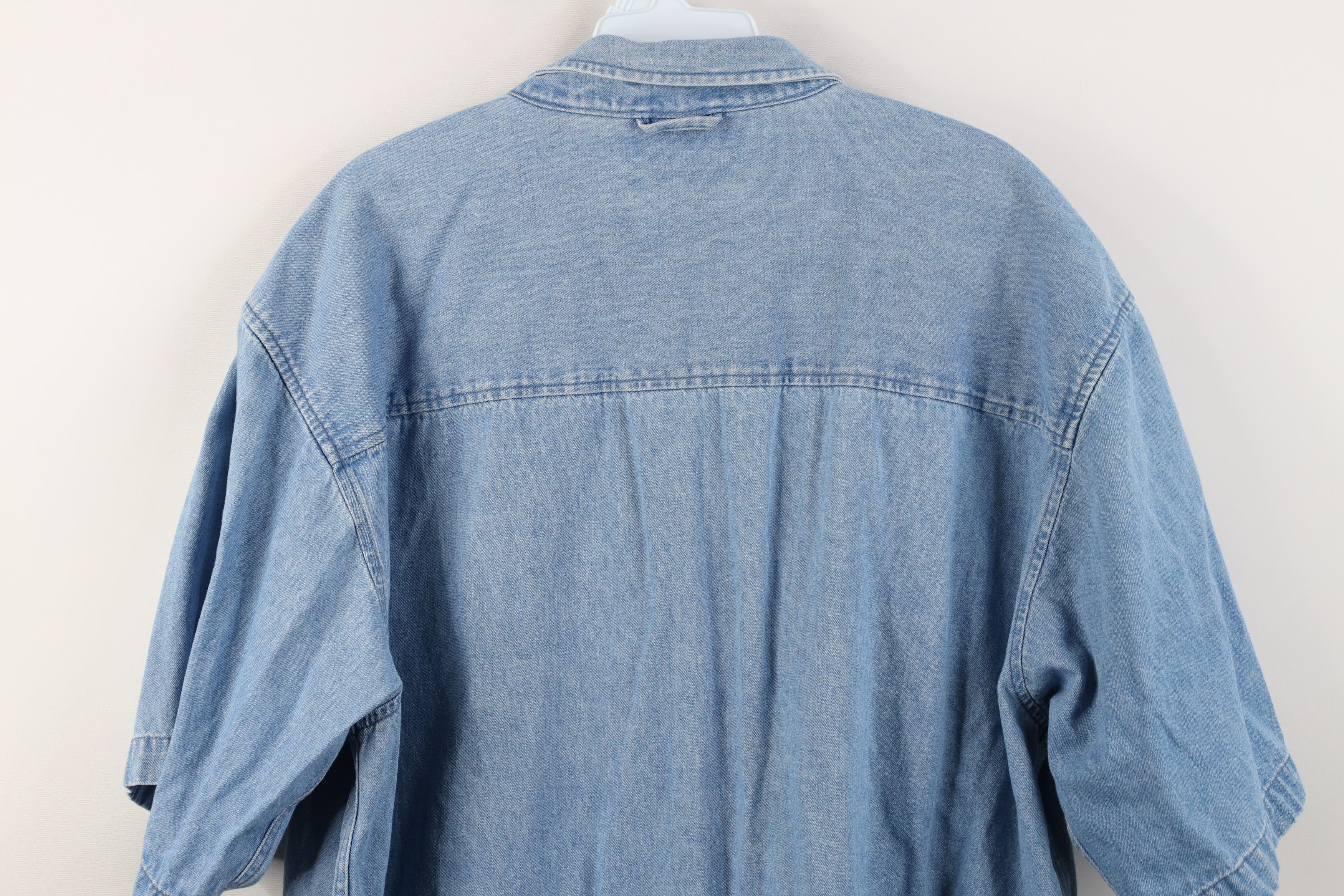 Vintage Vintage 90s Streetwear Baggy Short Sleeve Denim Button Shirt Size US L / EU 52-54 / 3 - 13 Thumbnail