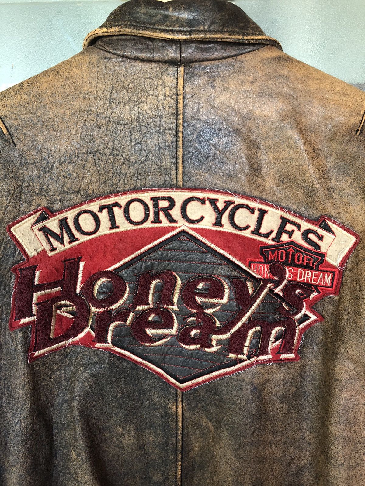 Leather Vintage Honey’s Dream Motorcycles Leather Distressed Jacket Size US L / EU 52-54 / 3 - 8 Thumbnail