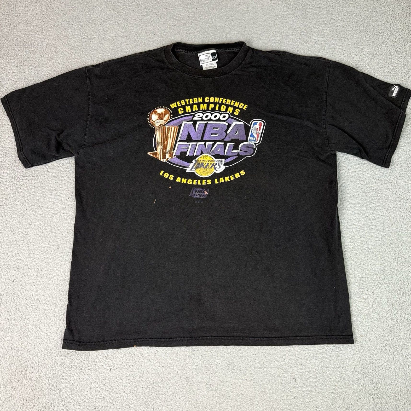 Puma VINTAGE Los Angeles Lakers T Shirt Adult 2XL Black PUMA NBA Finals Champions Rare T Size US XXL / EU 58 / 5 - 2 Thumbnail