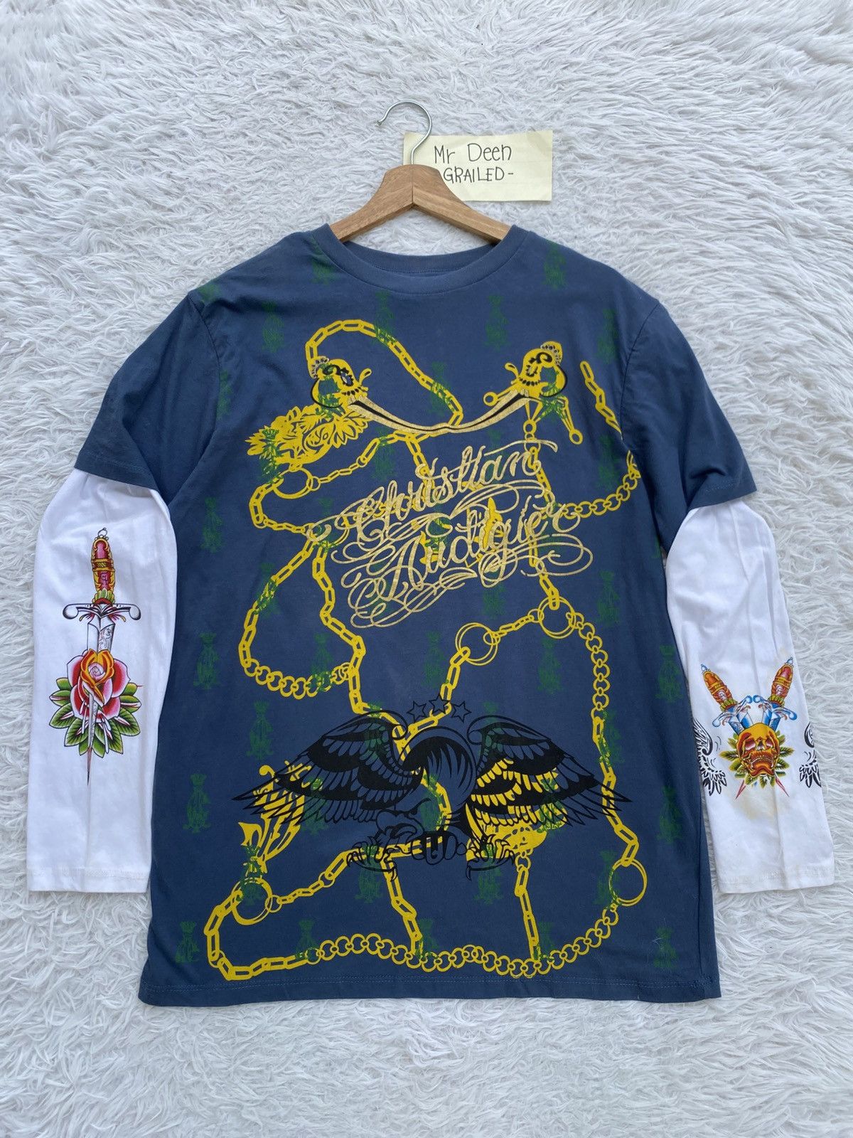 Christian Audigier Christian Audigier Men's M Long Sleeve Graphic Skull Tee Size US M / EU 48-50 / 2 - 5 Thumbnail