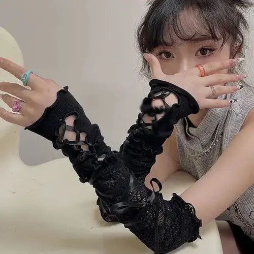 Japanese Brand × Vintage Black Vintage Pynk Gothic Y2k Gloves For Woman Size ONE SIZE - 2 Thumbnail