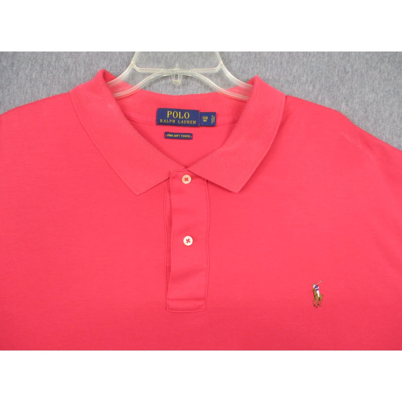 Polo Ralph Lauren Polo Ralph Lauren Polo Shirt Mens 3XB Big & Tall Pink Pima Soft Touch Pony Logo Shirt Mens Big 3X Pink Size US XXL / EU 58 / 5 - 4 Thumbnail