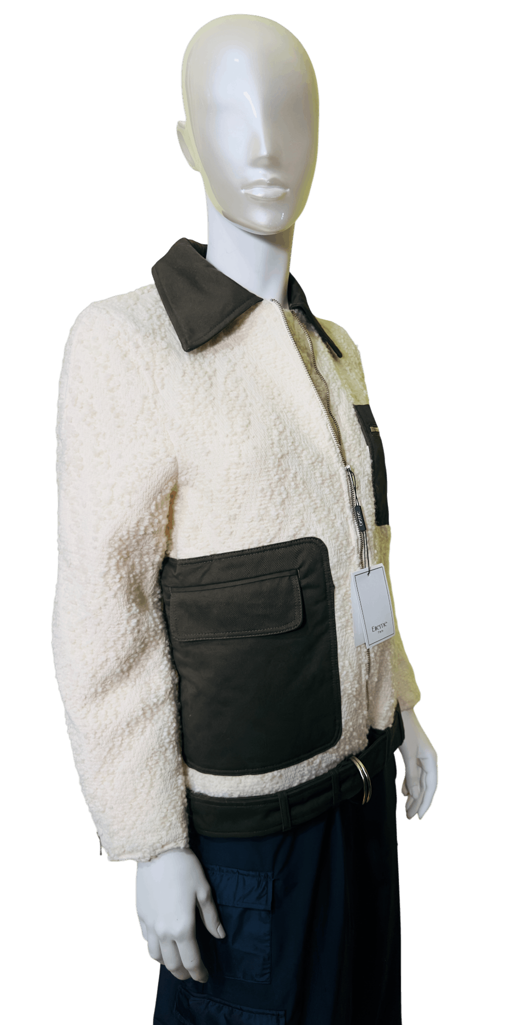 Elleme Elleme Paris White Teddy Jacket with Dark Green Accents Size XS / US 0-2 / IT 36-38 - 5 Thumbnail