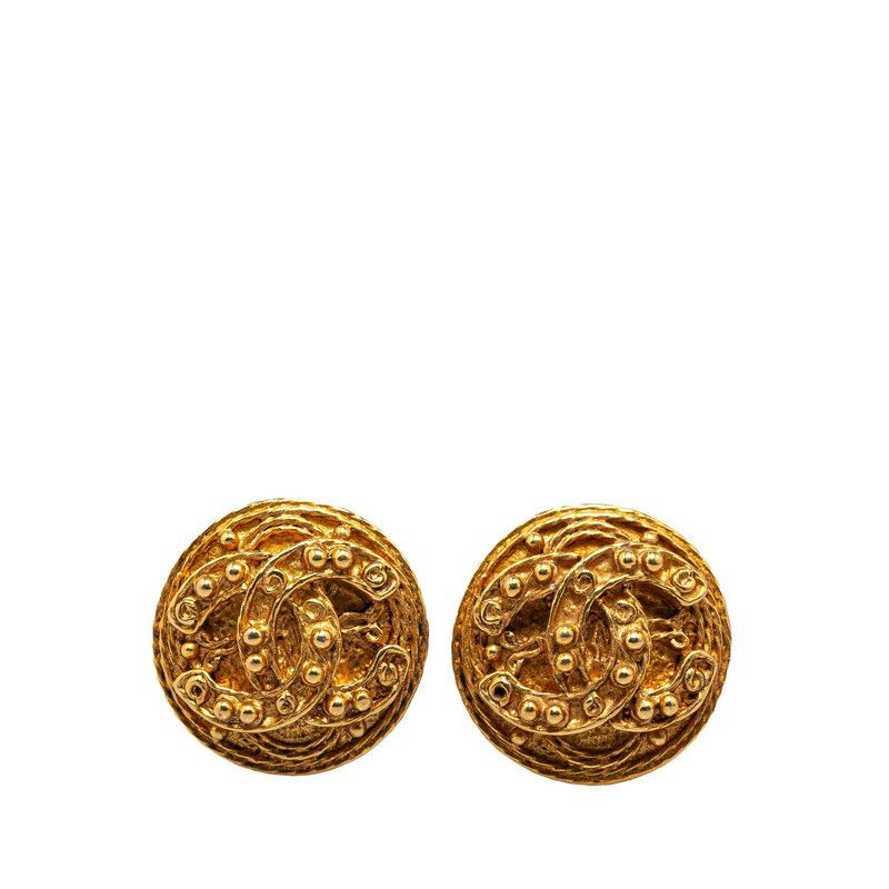 Chanel Chanel Chanel Vintage Coco Mark Round Earrings Gold Metal Earrings 94A in Very Good Condition Size ONE SIZE - 1 Thumbnail