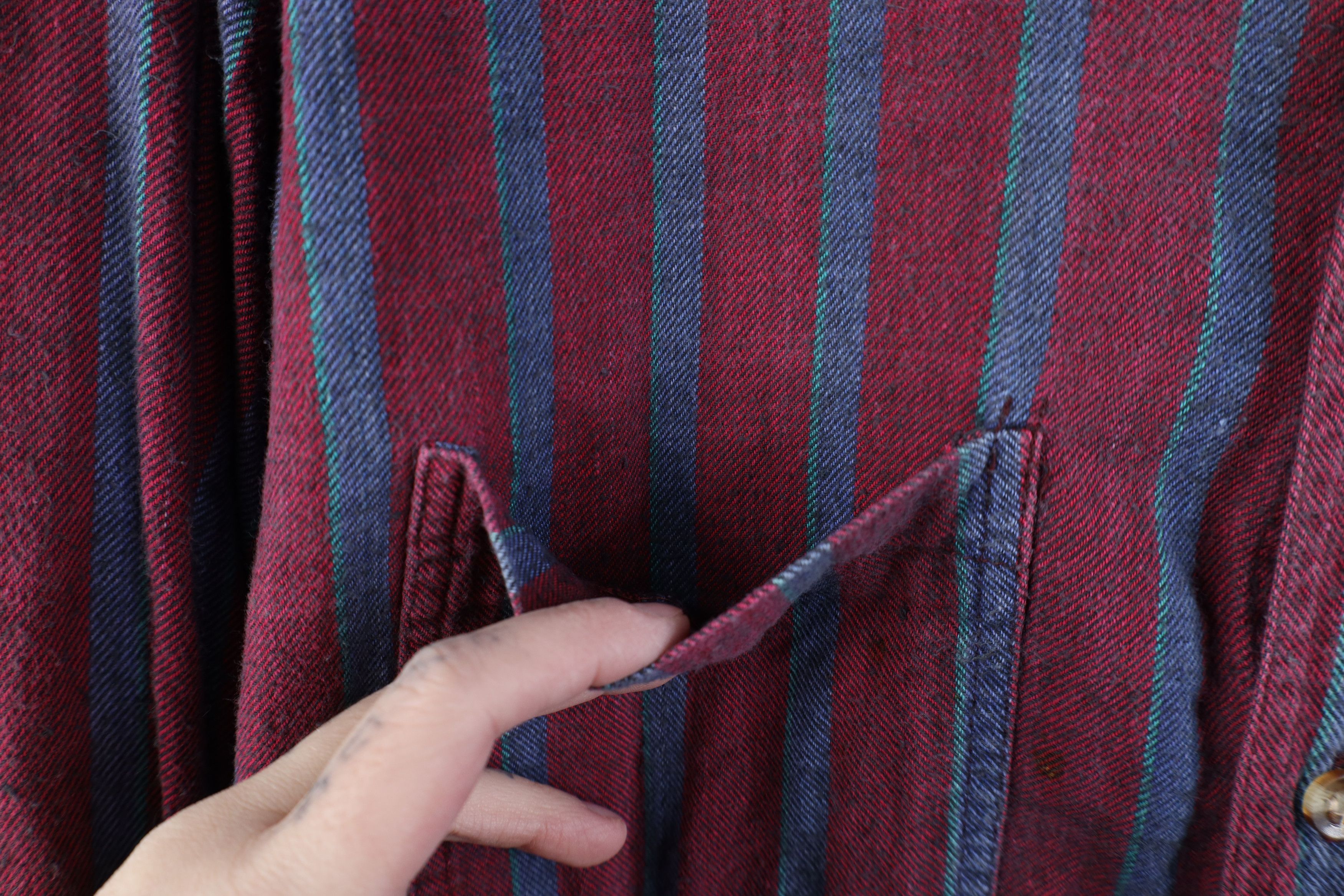 Vintage Vintage 90s Streetwear Striped Flannel Button Down Shirt Size US L / EU 52-54 / 3 - 7 Thumbnail