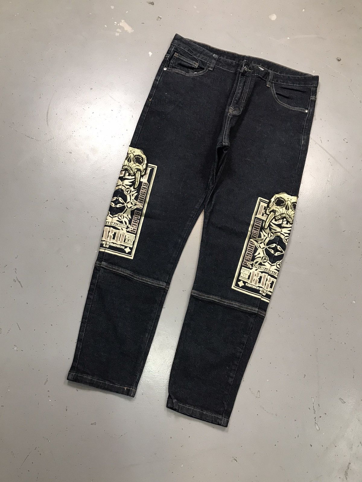 Japanese Brand × Vintage Vintage Japanese denim crazy skull embroidered denim Size US 38 / EU 54 - 3 Thumbnail