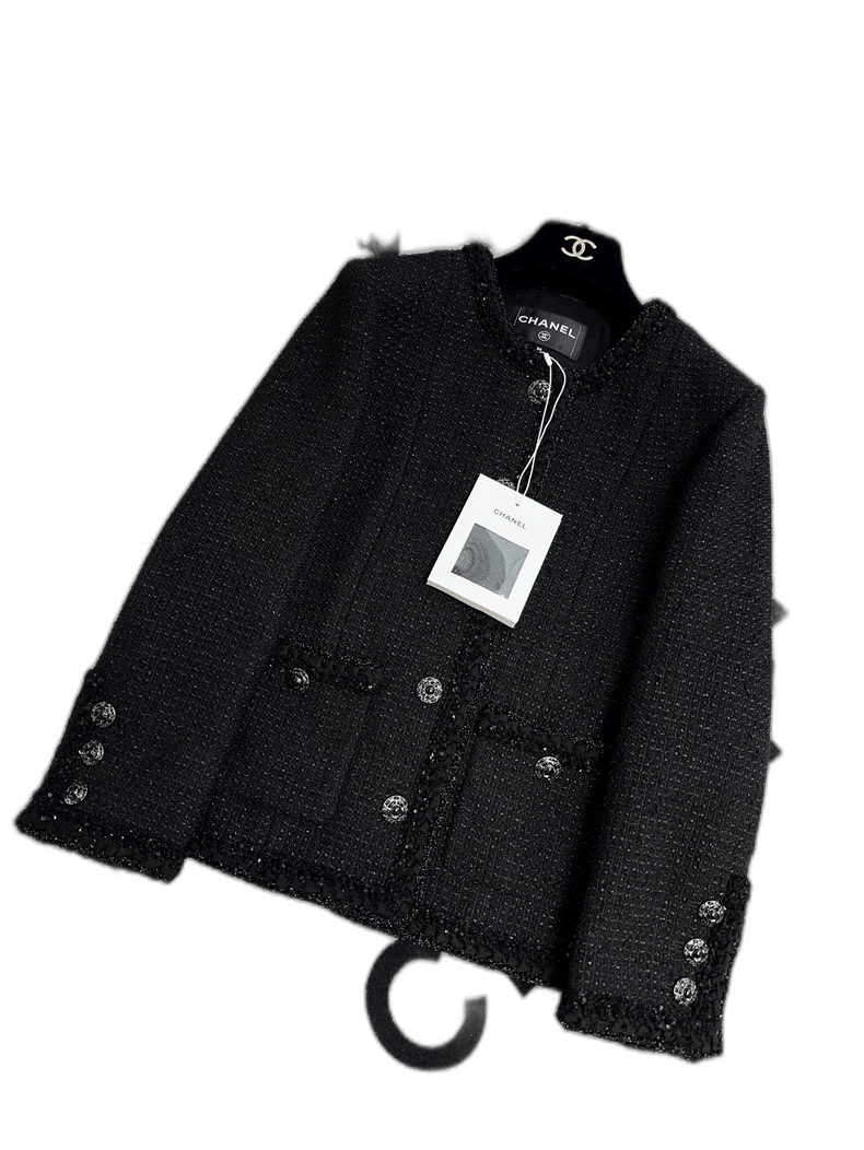 Chanel Chanel Black Classic Round Neck Woven Jacket Size S / US 4 / IT 40 - 1 Thumbnail