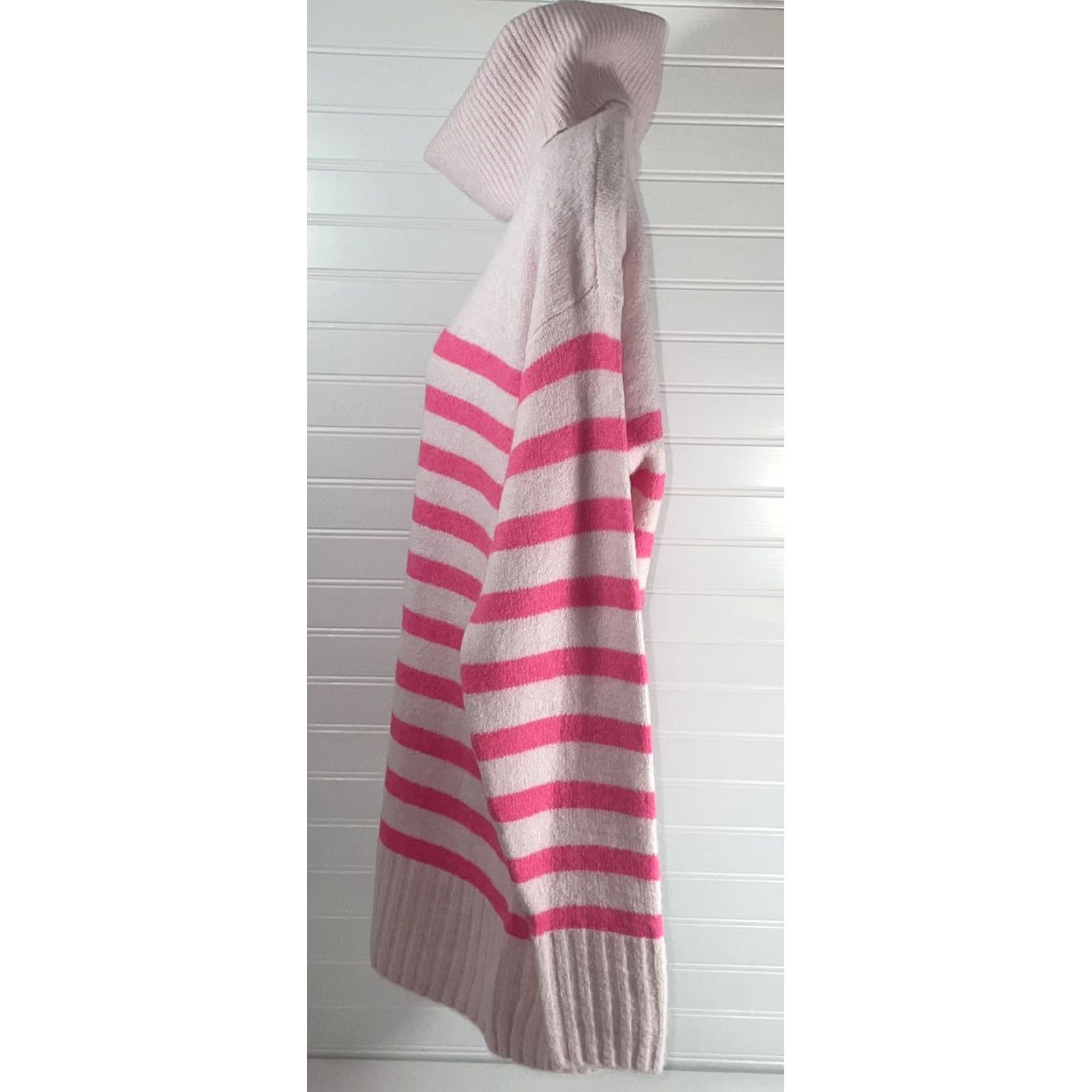 Loft Loft Women Small Cowl Neck Sweater Knit Ribbed Trim Striped Pink NWT Pullover Long Sleeve Regular Fit Size S / US 4 / IT 40 - 4 Thumbnail