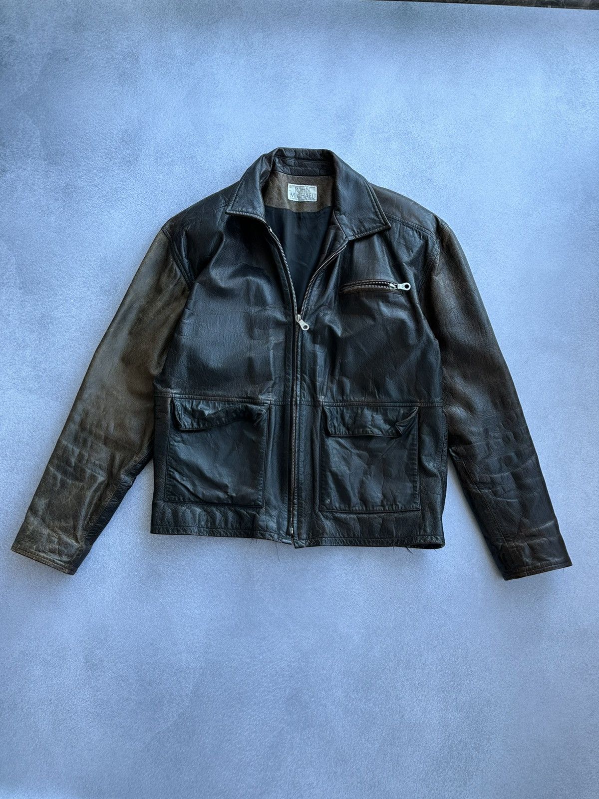 Vintage Vintage John Michael Men’s Moto Leather Jacket USA Size US L / EU 52-54 / 3 - 1 Thumbnail