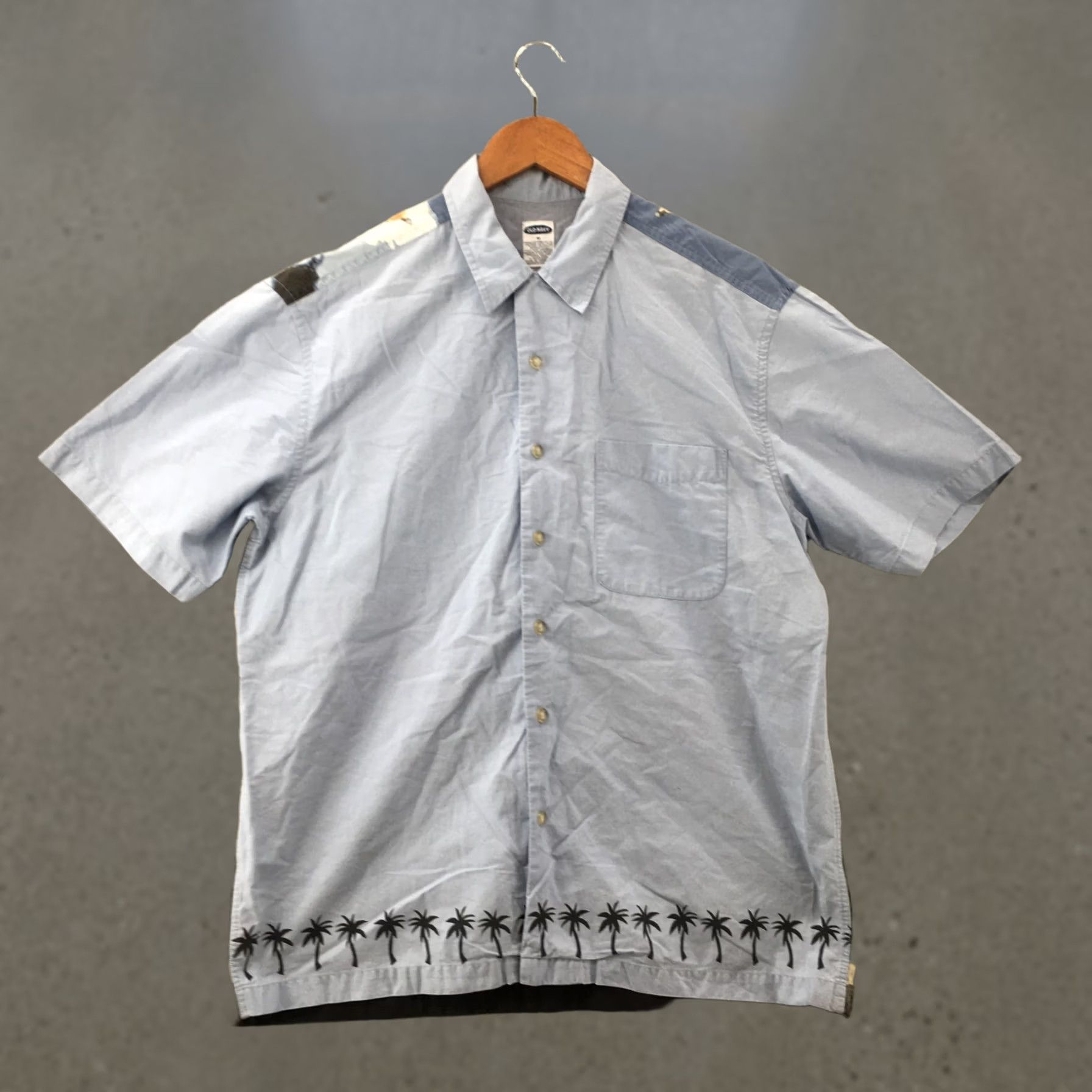 Old Navy Old Navy Button Up Shirt Mens M Blue Cotton Short Sleeve Collared Casual Tropical Size US M / EU 48-50 / 2 - 1 Thumbnail