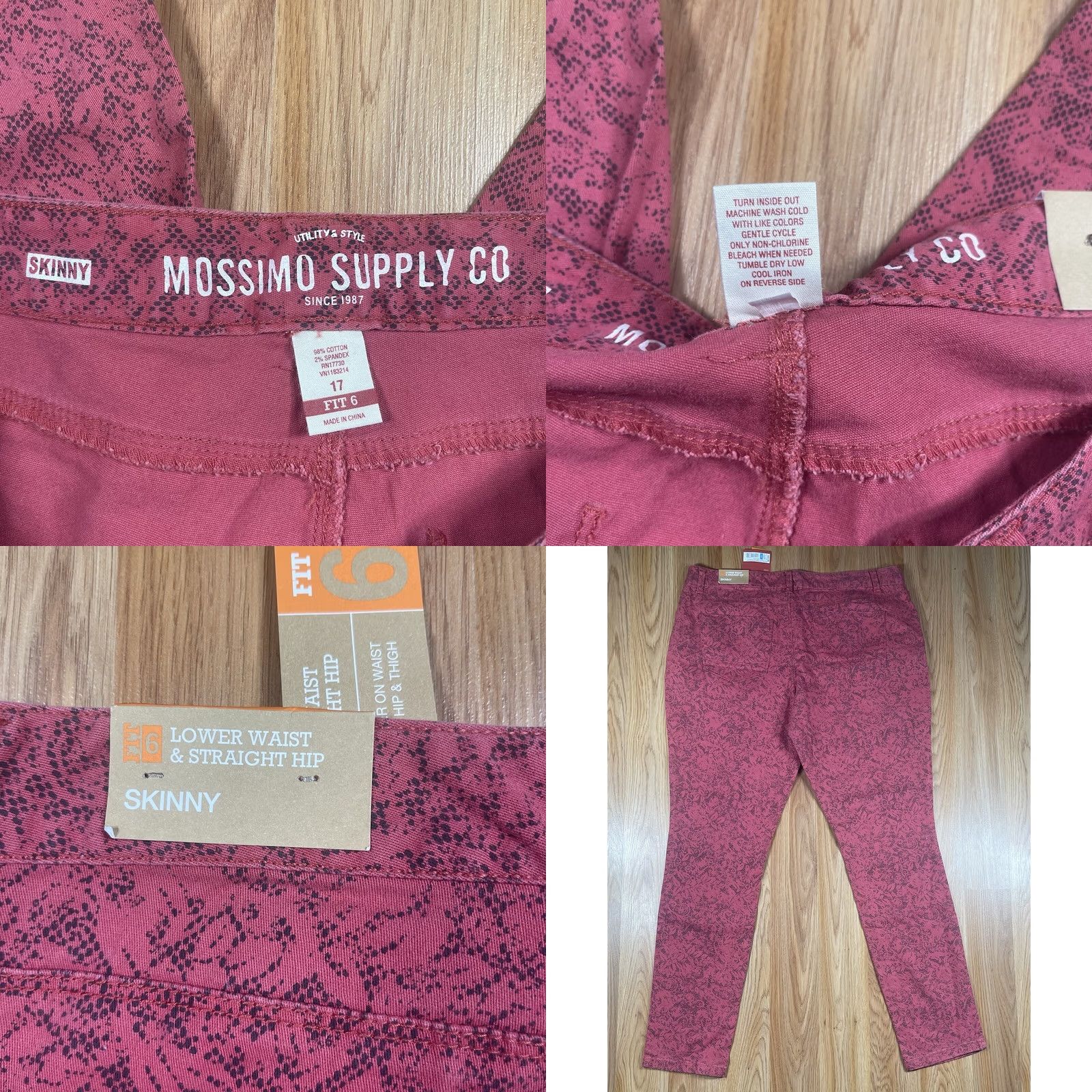 Mossimo Mossimo Womens Chino Pants 17 Skinny Stretch Lower Waist Straight Hip Red Cotton Spandex Regular 31in Inseam Small Details: Zipper Belt Loops Pockets Size 38" / US 16 / IT 52 - 8 Thumbnail