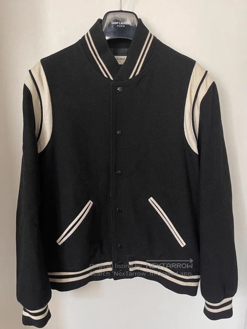 Saint Laurent Paris Saint Laurent Paris Black and White Wool Baseball Jacket Size US S / EU 44-46 / 1 - 4 Thumbnail