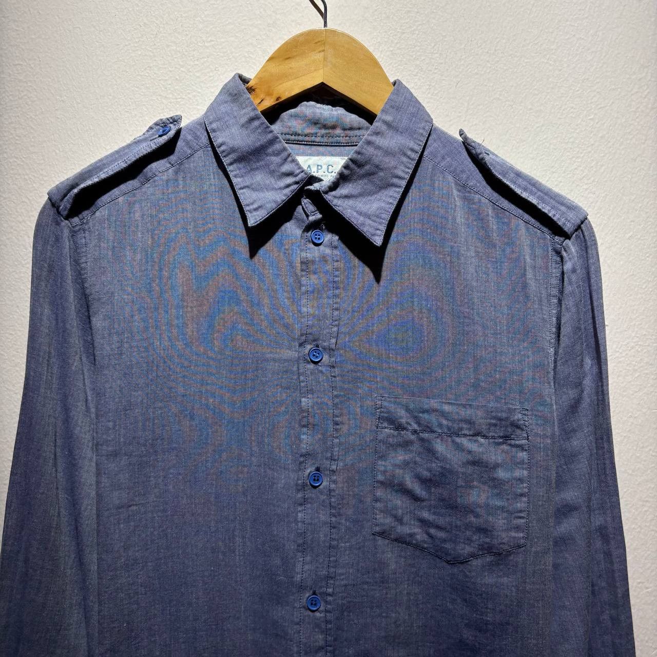 A.P.C. A.P.C Grey Japanese Linen Officer Style Shirt Size US M / EU 48-50 / 2 - 3 Thumbnail