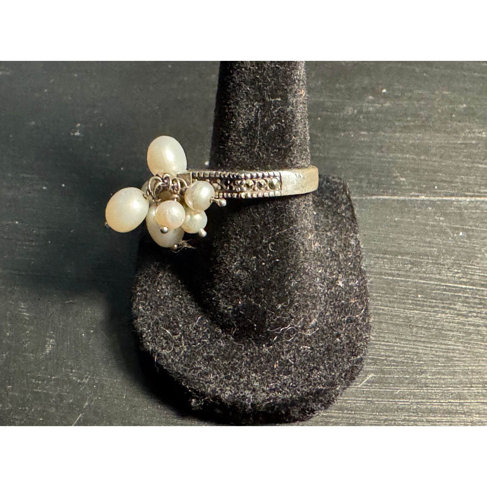 Other Sterling Judith Jack Marcasites Cha Cha Real Pearls Ring Size ONE SIZE - 3 Thumbnail