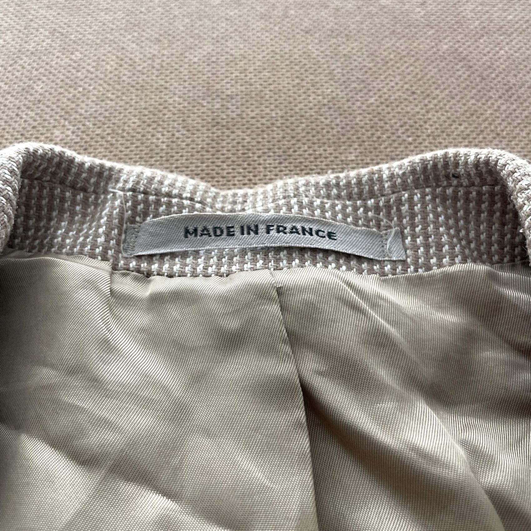 Calvin Klein Calvin Klein Blazer Mens Small Beige White 2 Button Sport Coat Classic Wool Tweed Notch Lapel Regular Fit/Gently Worn Size 36R - 6 Thumbnail
