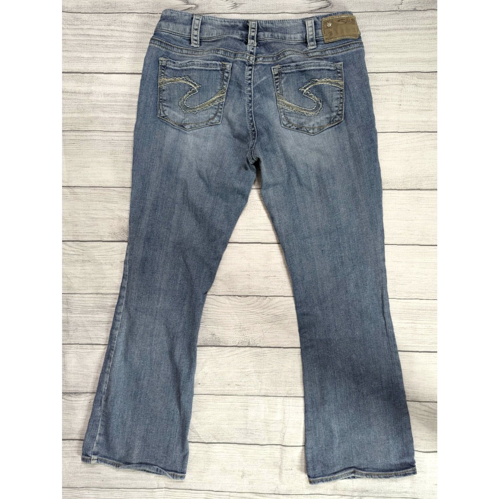 Silver Jeans Co. VINTAGE Silver Jeans Suki Bootcut Jeans Women 34 Blue Thick Stitch 29in 8.5 Rise 34 Mens Womens Size 24" / US 00 / IT 34 - 2 Thumbnail