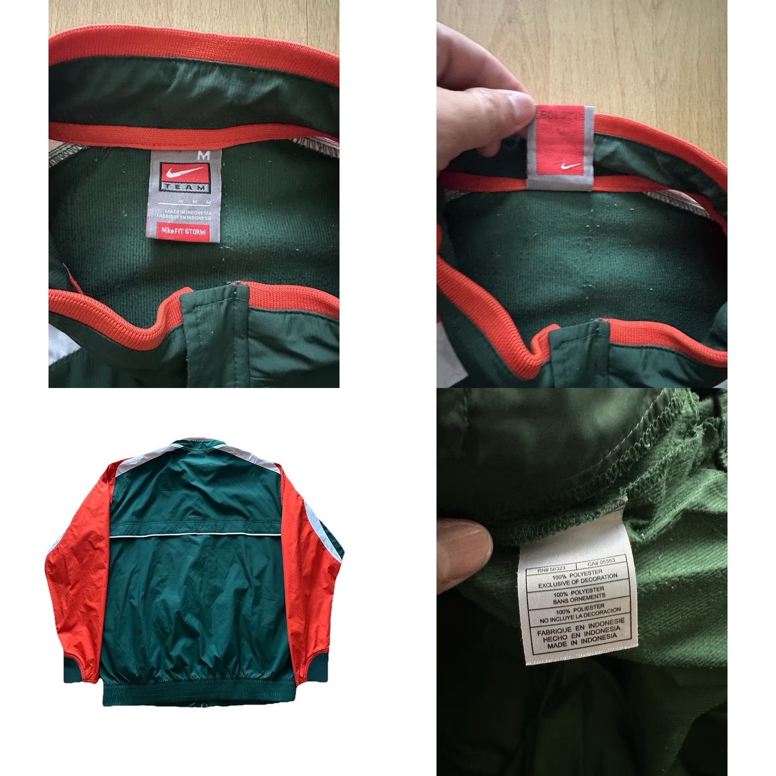 Nike VINTAGE Nike Windbreaker Jacket Mens M Full Zip Green Embroidered Logo Retro College Sports Size US M / EU 48-50 / 2 - 8 Thumbnail