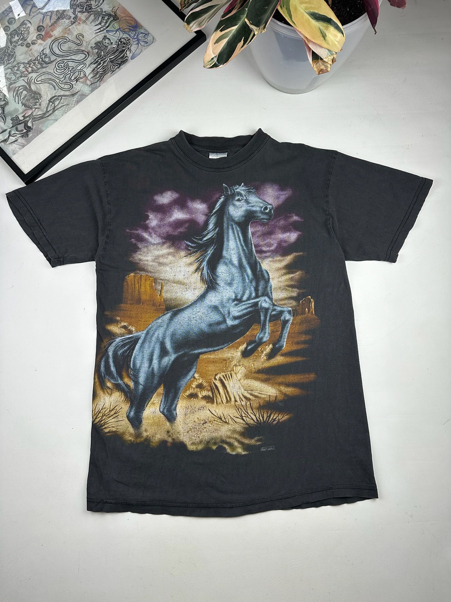 Vintage Vintage Art Horse T Shirt Big Print 90s Animals Rare Size US L / EU 52-54 / 3 - 1 Thumbnail