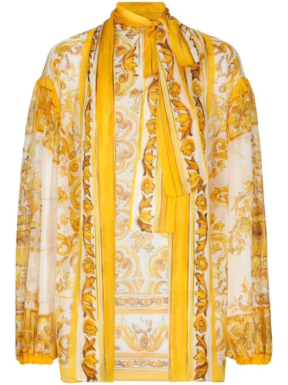 Dolce & Gabbana o1s22i1n0225 Open Chiffon Blouse in Multicolor Size S / US 4 / IT 40 - 1 Thumbnail