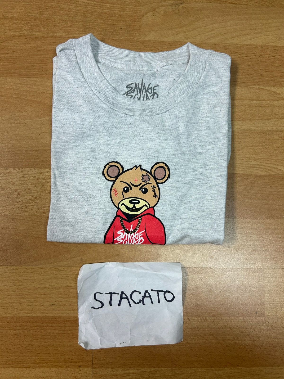 Fredo Santana × Rap Tees Fredo Santana Savage Squad Records Bear Tee Grey Size US S / EU 44-46 / 1 - 4 Thumbnail