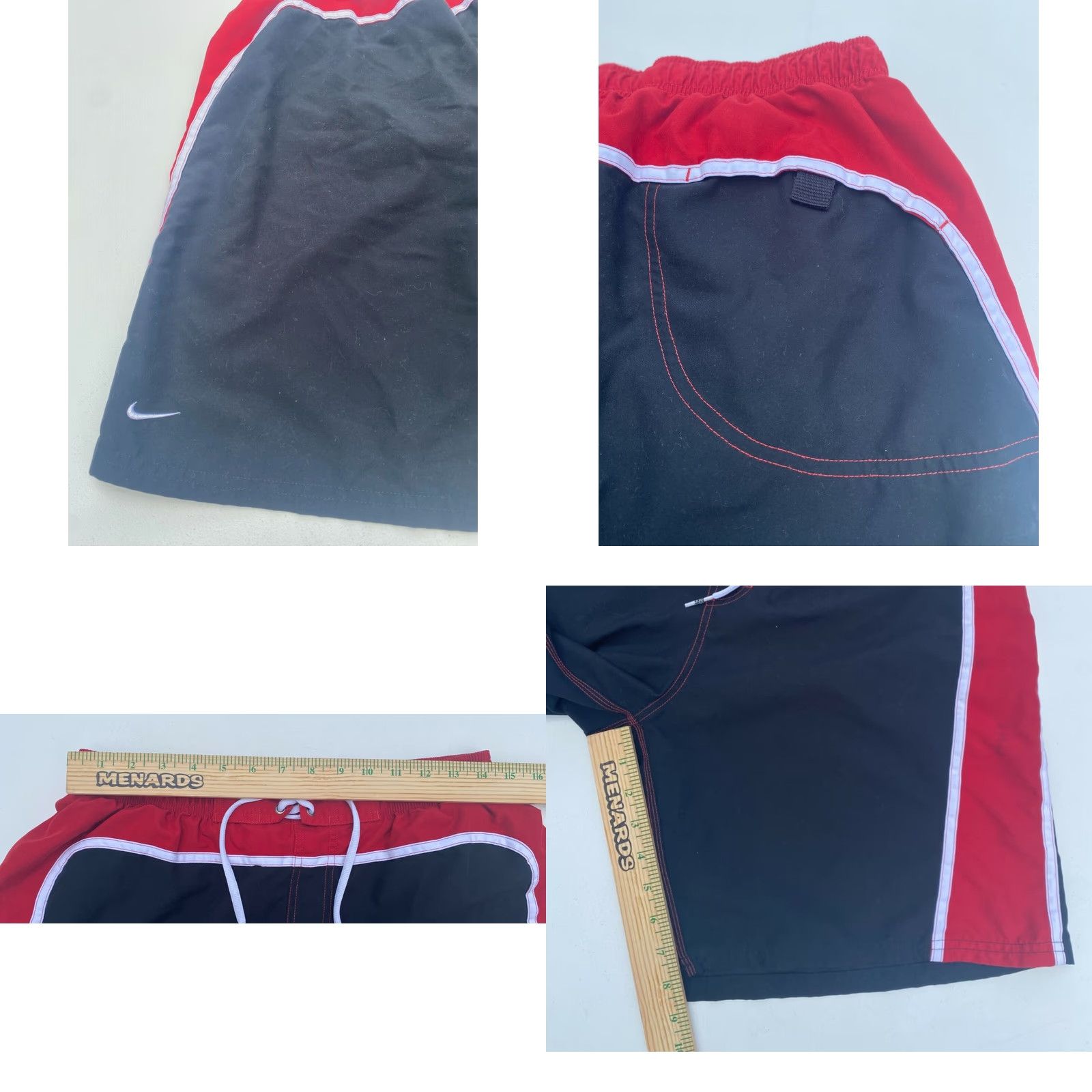 Nike Nike Men's Vintage Y2K Swim Shorts Sz L Black Red - Lined Bottom Beach 100% Polyester Swimsuit Bottoms Vintage Nike Mens Swim Shorts L Beach Theme Size US 33 - 8 Thumbnail