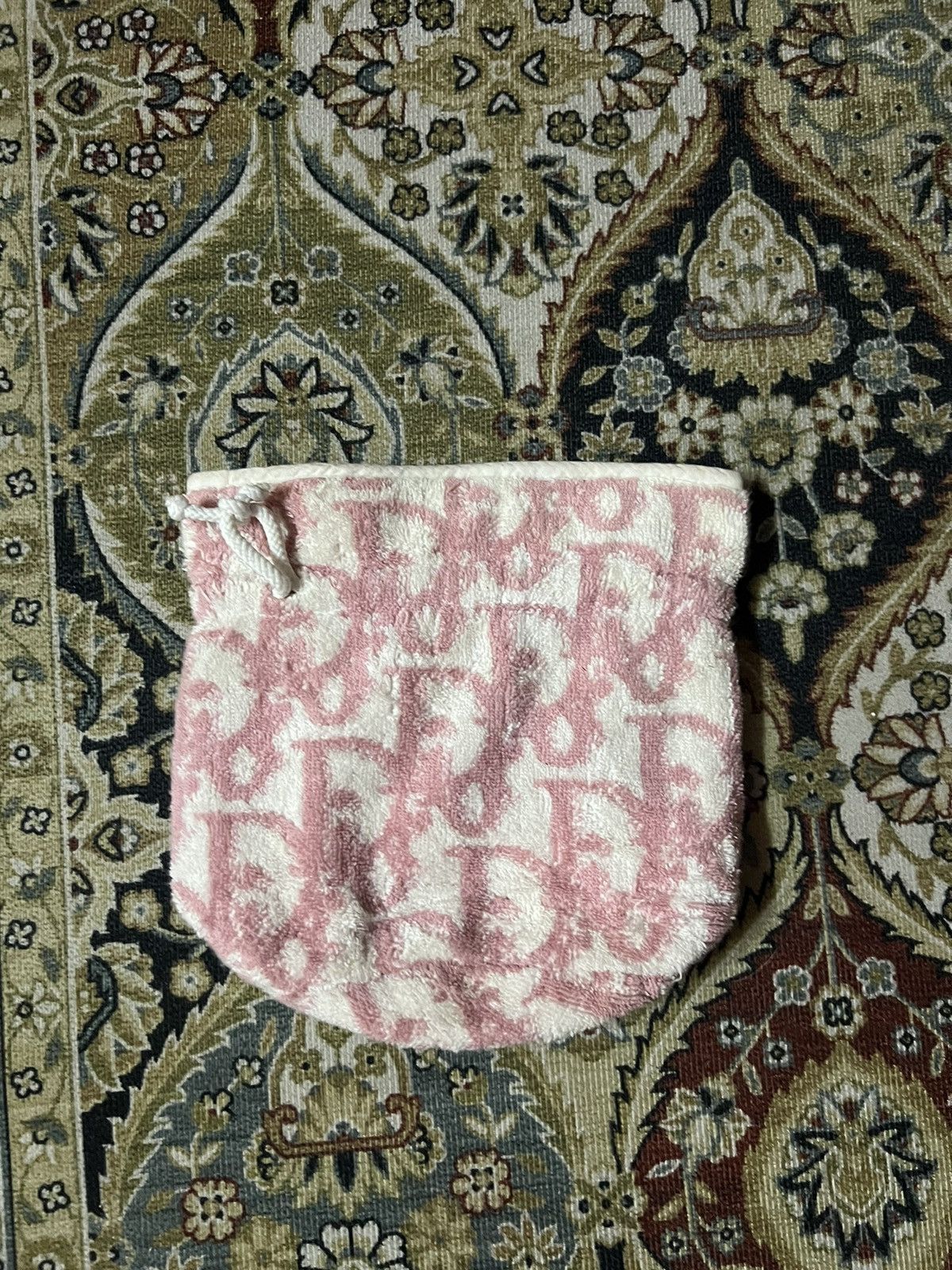 Dior DIOR TROTTER DRAWSTRING MINI POUCH PINK WHITE BAG Size ONE SIZE - 10 Thumbnail